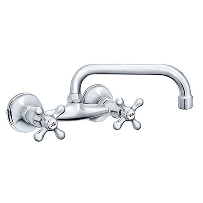 Slika Baterija NOSTALGIJA za sudoperu i lavabo izliv U 200 mm zidna dvoručna N03101