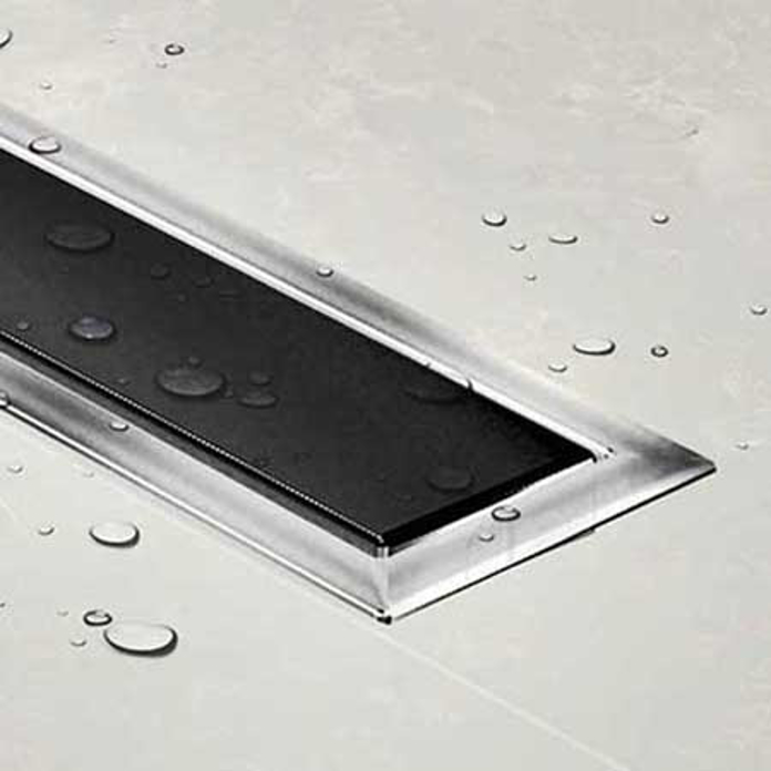 Slika Tuš kanalica CONFLUO LINE crno kalj. staklo-750