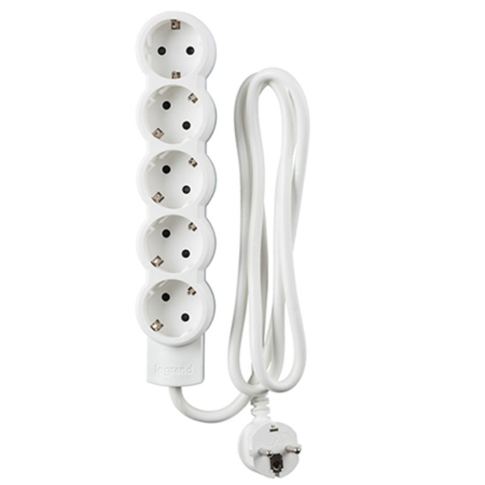 Slika Produžni kabl sa 5 utičnica 2P+E 5 m beli Legrand 694571