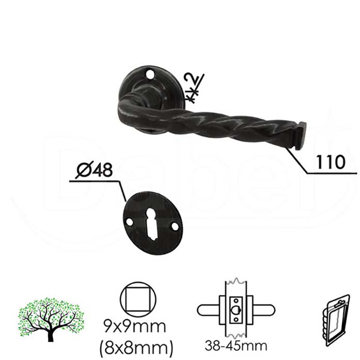 Slika Kvaka rozeta za vrata DABEL IRIG antik crna fi48/2/110/8/9 mm ključ 0101652