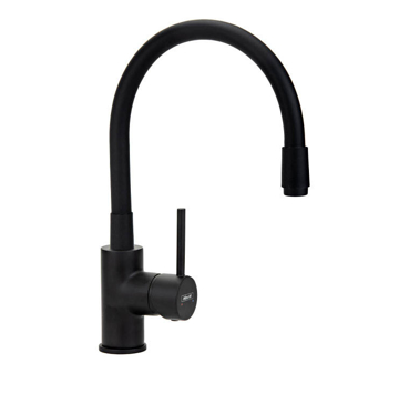 Baterija za sudoperu Minotti Tubo 6150B mat crna sa gibljivom lulom